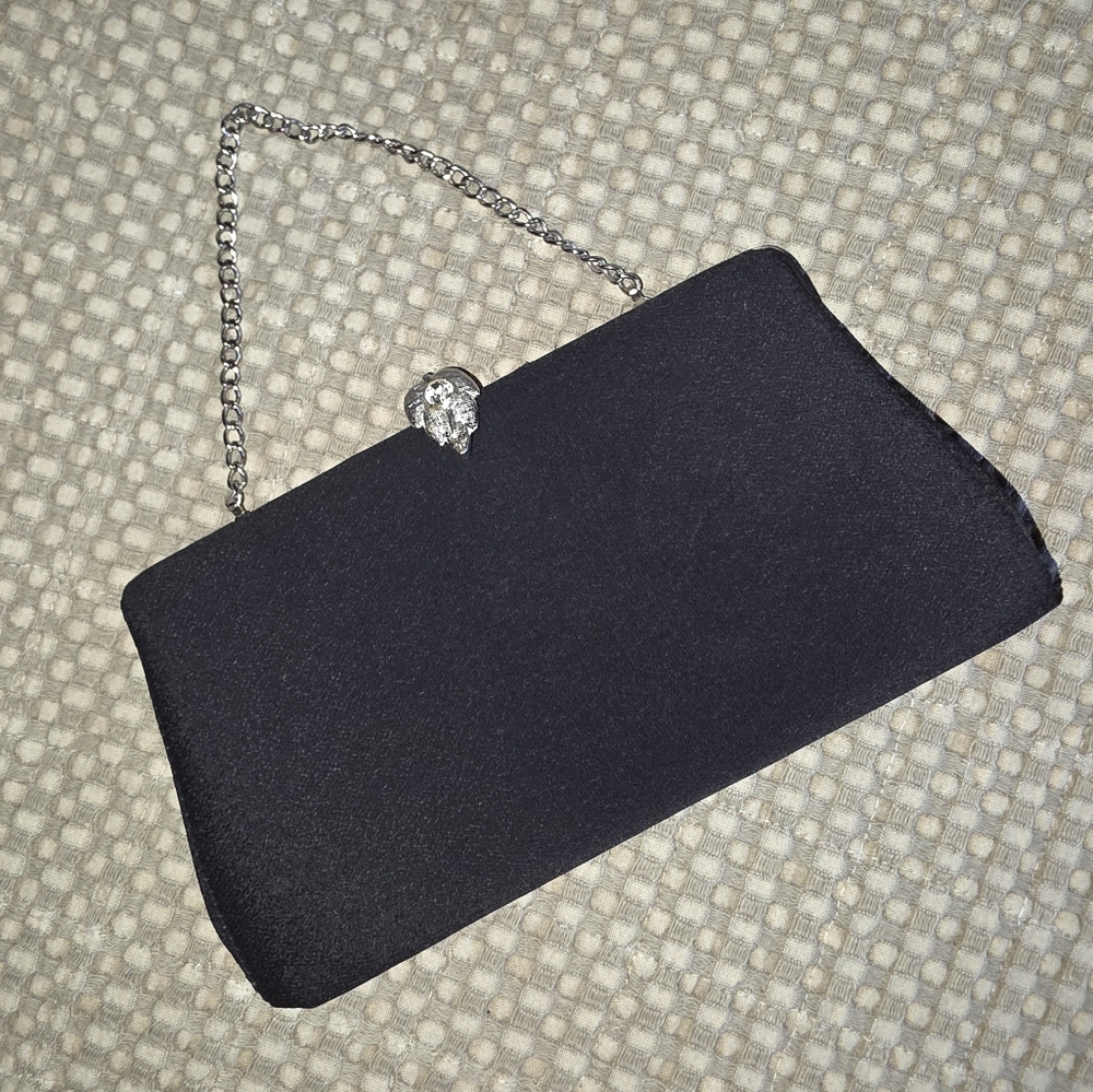 Elegant Black Clutch Bag With Hidden Chain Strap